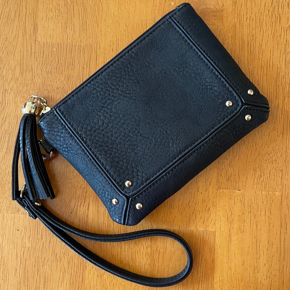 Charming Charlie Black Tassle Wristlet with Gold tone accent and Tassle